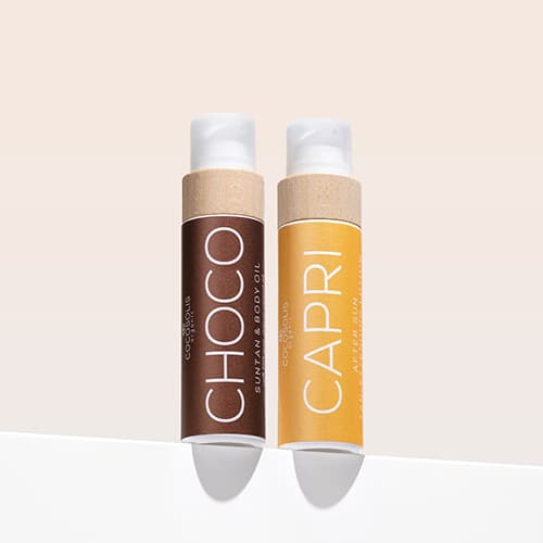 FOREVER TAN: CHOCO accélère le bronzage naturel et nourrit. CAPRI apaise la peau après la plage et prolonge le bronzage jusqu'à 3 mois.