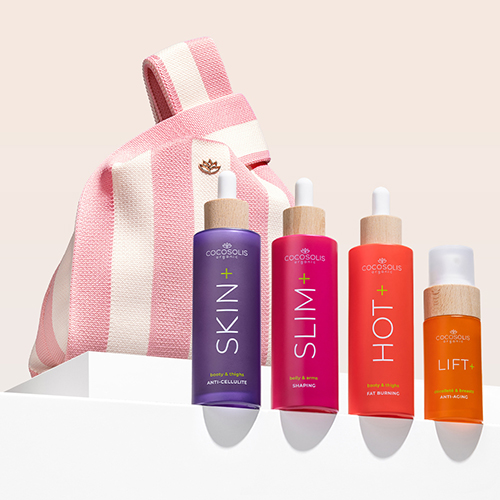 NEXT-GEN BODY SERUMS + GIFT: Transformez votre corps grâce à la puissance d'ingrédients actifs naturels dont l'efficacité a été cliniquement prouvée. HOT+ fait fondre les graisses et réduit le tour de hanches et de cuisses, tandis que SKIN+ réduit visiblement la cellulite, lisse et raffermit la peau. SLIM+ réduit le tour de taille, raffermit et remodèle le ventre et les bras. LIFT+ rehausse la poitrine, raffermit et lisse le cou et le décolleté. Le Gelato Bag, c'est un cadeau de notre part : prends-le avant qu'il ne fonde.