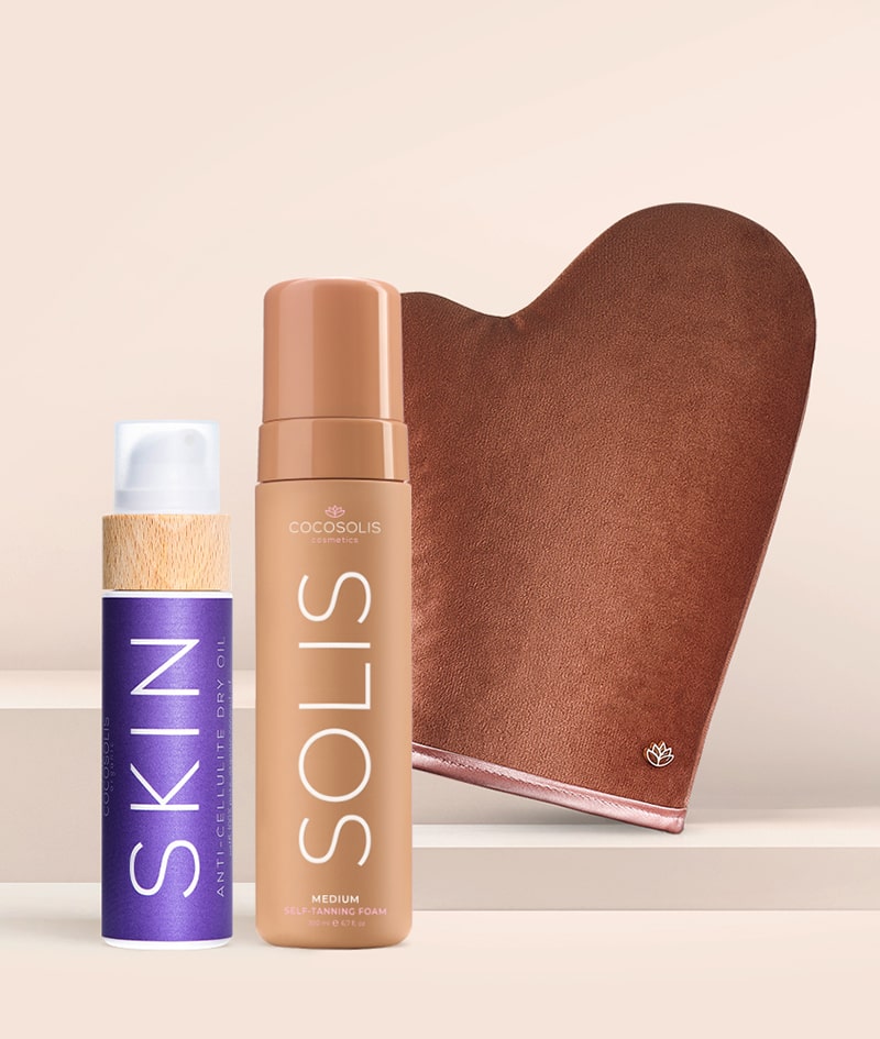 FLAWLESS TAN: Για μια όμορφη καλοκαιρινή επιδερμίδα χωρίς να εκτίθεστε στον ήλιο. Το SKIN Anti-cellulite συσφίγγει και λειαίνει τις ατέλειες. Εφαρμόζοντας άψογα με το γάντι, το SOLIS δίνει ένα υπέροχο μπρονζέ μαύρισμα.