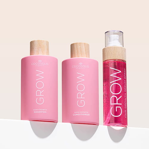 GROW BOOST: Нека науката и природата работят за косата ви. Шампоан и балсам GROW с KERASCALP™ и серум спрей GROW с Hair Stimulation Complex™ клинично доказано постигат по-силна и гъста коса, която расте.