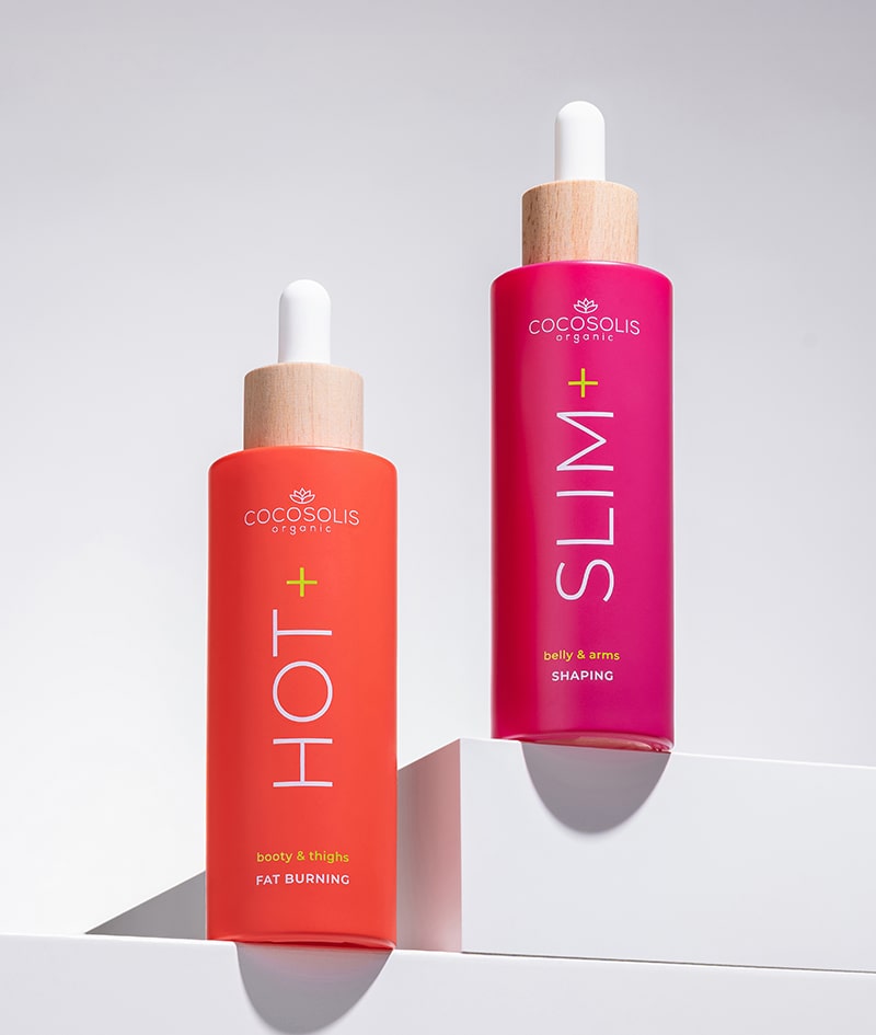 HOT CURVES: SLIM+ reduce circumferința taliei, strânge și modelează abdomenul și brațele. HOT+ topește grăsimea și reduce circumferința feselor și coapselor.