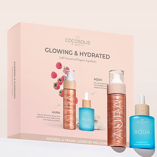 HYDRATED & GLOWING: Ултра хидратирайте лицето си с AQUA с 8 тегла на хиалуроновата киселина. Заблестете от глава до пети с AURA с мика частици и хидратиращи пептиди.