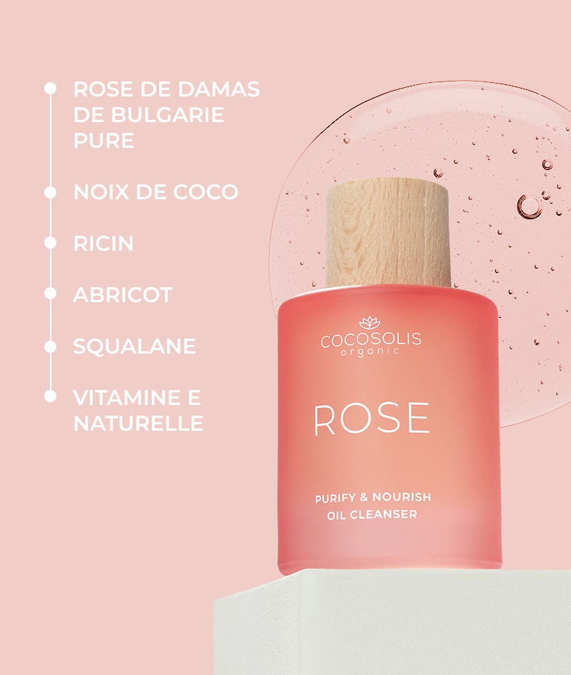 ROSE Purify & Nourish Oil Cleanser: Mousse pour le visage nettoyante, hydratante et équilibrante. À l'eau de Rose de Damas de Bulgarie et à l'acide hyaluronique.