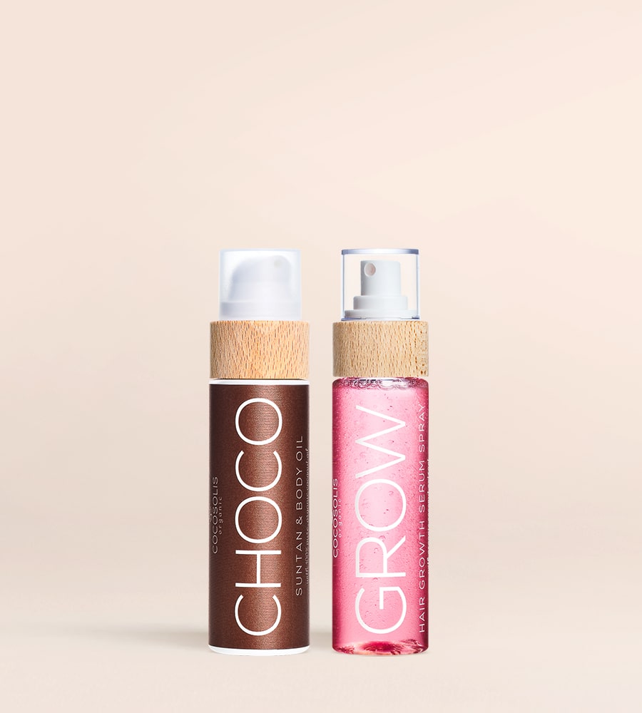 FAV DUO: Spojte dva nejoblíbenější produkty COCOSOLIS. Dodejte si přirozené čokoládové barvy pleti a zářivých, lesklých vlasů, o kterých jste toužili.