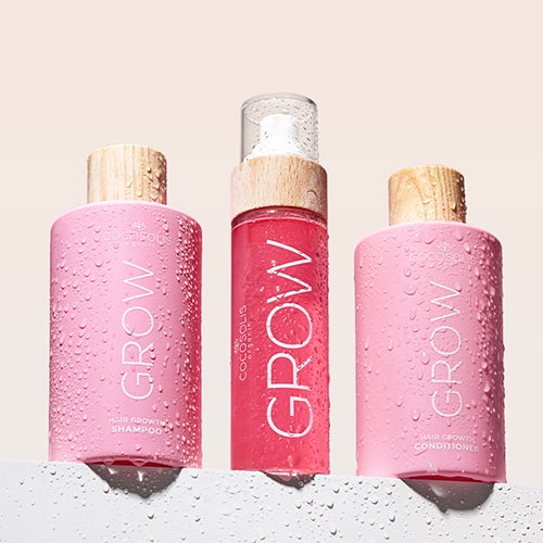 GROW BOOST: Lassen Sie Wissenschaft und Natur für Ihr Haar arbeiten. Shampoo und Spülung GROW mit KERASCALP™ und  Serum-Spray GROW mit Hair Stimulation Complex™ sorgen klinisch bewiesen für stärkeres und dichteres Haar, das wächst.