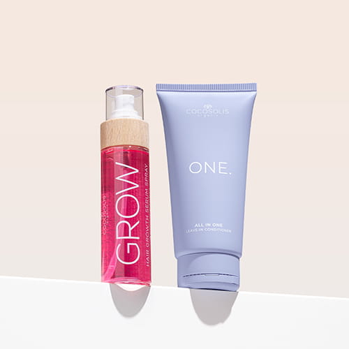 HAIR POWER DUO: El sérum GROW con Hair Stimulation Complex™ reduce la caída y estimula el crecimiento de nuevo cabello. El acondicionador sin aclarado ONE, con cuatro activos de última generación, aporta 12 beneficios, facilita el peinado y protege tu melena del calor y los rayos UV.