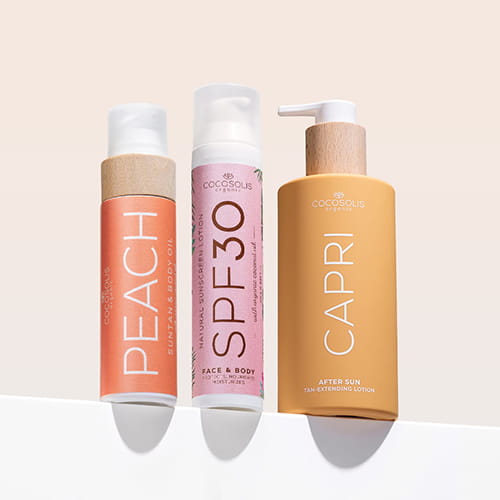 TAN TRIO: El FPS 30 proporciona una protección solar natural eficaz con zinc invisible no nanométrico. El PEACH acelera el bronceado y deja un irresistible aroma a melocotón. CAPRI calma la piel después de la exposición al sol y prolonga el bronceado hasta 3 meses después del último día de playa.