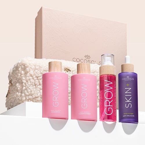 VDAY FAVOURITES + GIFTS: Το σαμπουάν και η μαλακτική κρέμα GROW με το κλινικά αποδεδειγμένο συστατικό KERASCALP™ και το σπρέι ορού GROW με το κλινικά αποδεδειγμένο συστατικό Hair Stimulation Complex™ επιτυγχάνουν πιο δυνατά και πιο πυκνά μαλλιά που μεγαλώνουν. Ο ορός SKIN+ μειώνει ορατά την κυτταρίτιδα με 4 δραστικά συστατικά στη μέγιστη συγκέντρωση. Το Cloud Pouch είναι δώρο από εμάς: ένα χνουδωτό κόσμημα στη συλλογή σας με νεσεσέρ. Luxury Box είναι ένα δώρο από εμάς: ένα κομψό κουτί που μετατρέπει κάθε δώρο σε μια αληθινή εμπειρία.