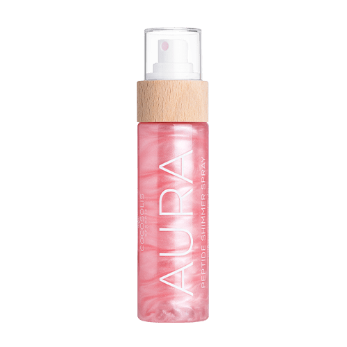 AURA PINK Peptide Shimmer Spray: Spray brillante naturale con peptidi per viso, corpo e capelli. Illumina, idrata e ringiovanisce.<br><strong>Scintillante: Pink</strong>