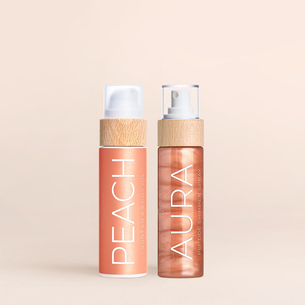 JUICY GLOW: PEACH accelera il processo di abbronzatrua e avvolge la tua pelle in un irresistibile profumo di pesca. AURA illumina leggermente dalla testa ai piedi, idratando la pelle grazie alla ricca quantità di peptidi.