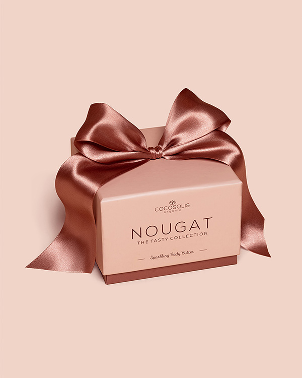 NOUGAT Sparkling Body Butter: Gently melting mousse, extremely suitable for the cold months, when the skin is pale, rougher, prone to drying and loss of its natural radiance. NOUGAT gives the skin the glow of thousands of sparkling stars. It evens the tan and gives a wonderful bronze color. Blend consisting of only natural ingredients of an exceptional quality with a seductive fragrance of a delicious chocolate nougat dessert.
