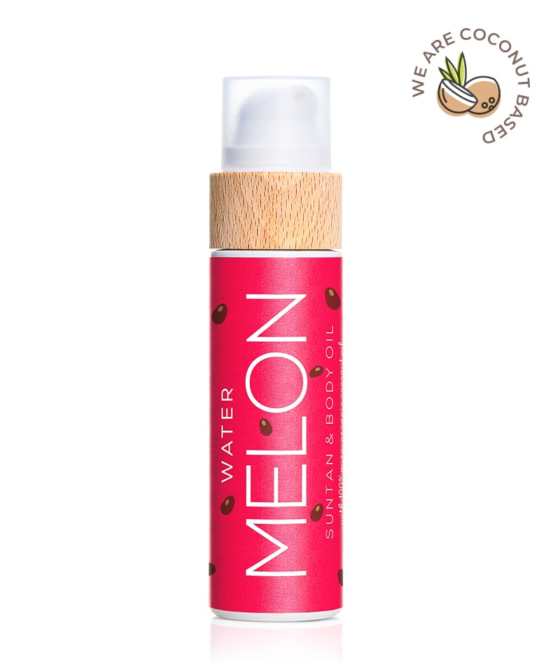 WATERMELON Suntan & Body Oil: Натурално масло за бърз, наситен тен под слънцето и в солариума. Подходящо и за ежедневна употреба за подхранена и сияйна кожа. С аромат на сочна диня.