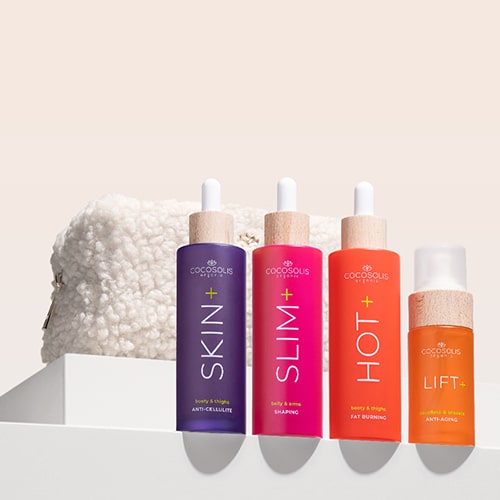 NEXT-GEN BODY SERUMS + GIFT: Przekształć swoje ciało dzięki mocy naturalnych, aktywnych składników o klinicznie potwierdzonym działaniu. HOT+ redukuje tkankę tłuszczową i zmniejsza obwód pośladków i ud, a SKIN+ widocznie redukuje cellulit, wygładza skórę i modeluje sylwetkę. SLIM+ zmniejsza obwody, ujędrnia i modeluje brzuch oraz ramiona. LIFT+ podnosi biust, ujędrnia i wygładza szyję oraz dekolt. Cloud Pouch to nasz prezent dla Ciebie: puszysty skarb w Twojej kolekcji kosmetyczek.