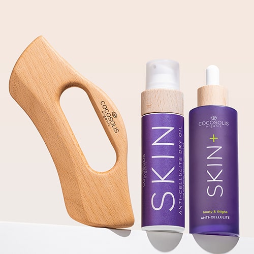 ANTI-CELLULITE THERAPY: O sérum SKIN+ reduz visivelmente a celulite, graças a 4 ingredientes ativos em concentração máxima. O óleo seco SKIN Anti-cellulite , aplicado com o massajador BODY GUA SHA, intensifica o efeito anticelulítico e ajuda a MOLDAR as curvas do corpo.