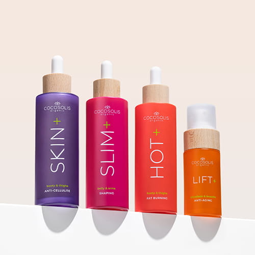 NEXT-GEN BODY SERUMS: Transformem o vosso corpo com o poder dos ingredientes ativos naturais com efeitos clinicamente comprovados. O HOT+ ajuda a queimar gordura e a reduzir a circunferência dos glúteos e das coxas, enquanto o SKIN+ reduz visivelmente a celulite, alisa e modela. O SLIM+ reduz a circunferência, tonifica e modela a barriga e os braços. O LIFT+ reafirma o peito, tonifica e alisa o pescoço e o decote.