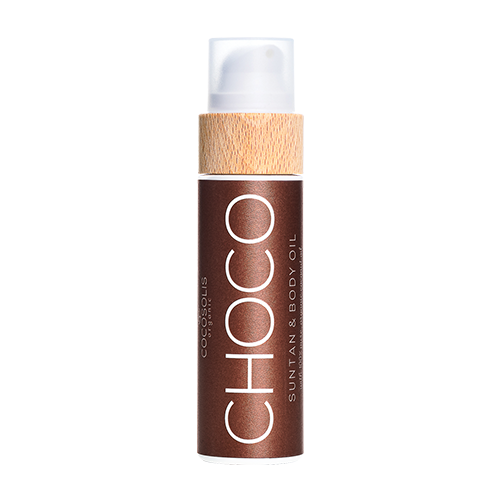 CHOCO Suntan & Body Oil, Óleo biológico para um bronzeado rápido e intenso. Adequado para uso diário. Com um delicado aroma a cacau