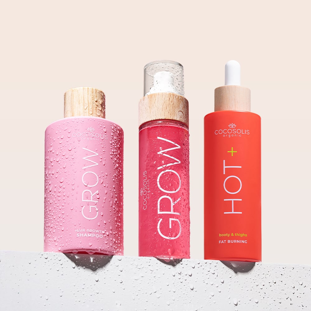 MONTHLY MOST WANTED: Transformă-ți părul și topește grăsimea de pe fese și coapse. Șamponul GROW cu KERASCALP™ și spray-ul cu ser GROW cu complex de stimulare a părului™ sunt dovedite clinic că asigură un păr mai puternic, mai gros și care crește. Serul concentrat HOT+ topește grăsimea și reduce circumferința feselor și a coapselor.