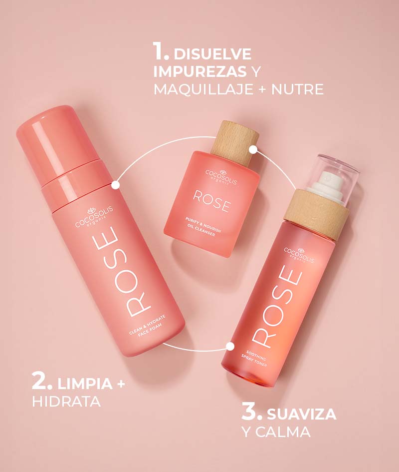 ROSE Soothing Spray Toner: Tónico facial calmante con rosa damascena, cactus y coco. Tonifica, rehidrata, suaviza y refresca la piel.