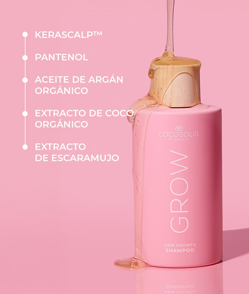 GROW Growth & Anti-aging Shampoo: Champú para el crecimiento del cabello con KERASCALP™. Con efecto antienvejecimiento. Clínicamente probado para hacerlo más abundante, denso y brillante.