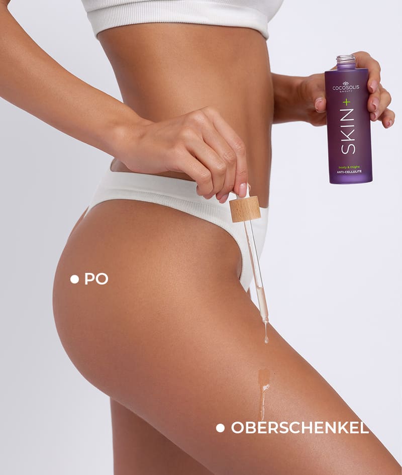 ANTI-CELLULITE THERAPY & SALTY SUNSET + GIFT: Glätte die Haut an Po und Oberschenkeln und hülle sie in einen süß-salzigen Duft. Das Serum SKIN+ reduziert Cellulite sichtbar mit 4 Aktiv-Wirkstoffen in maximaler Konzentration. Das mit dem BODY GUA SHA Massagegerät aufgetragene SKIN Anti-Cellulite Trockenöl ergänzt den Anti-Cellulite-Effekt und modelliert die Kurven. SALTY SUNSET ist ein Spray für Körper und Haare mit dem süß-salzigen Duft nach Pistazie, Karamell und Salz. Die Cloud Pouch ist ein Geschenk von uns: ein flauschiges Juwel für Ihre Etui-Sammlung.