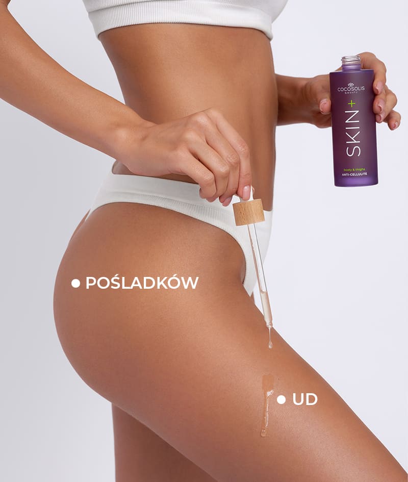 ANTI-CELLULITE THERAPY & SALTY SUNSET + GIFT: Wygładź skórę pośladków i ud oraz otul ją słodko-słonym zapachem. Serum SKIN+ widocznie redukuje cellulit dzięki 4 aktywnym składnikom w maksymalnym stężeniu. Suchy olejek SKIN Anti-cellulite, stosowany z masażerem BODY GUA SHA, uzupełnia efekt antycellulitowy i modeluje krągłości. SALTY SUNSET to mgiełka do ciała i włosów o słodko-słonym zapachu pistacji, karmelu i soli. Cloud Pouch to nasz prezent dla Ciebie: puszysty skarb w Twojej kolekcji kosmetyczek.