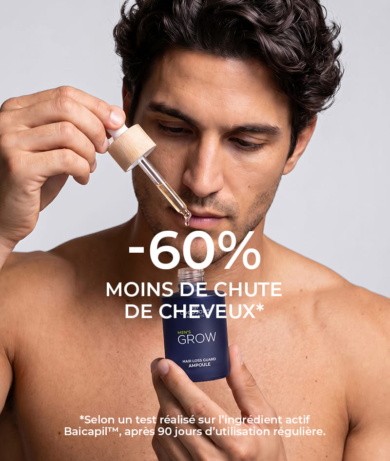 ANTI-HAIR LOSS DUO: Les étapes clés de notre traitement anti-chute pour hommes : un shampooing et un sérum intensif aux ingrédients actifs cliniquement prouvés. Le shampooing GROW Men neutralise la DHT, l'hormone responsable de la chute des cheveux, optimise l'environnement du cuir chevelu et stimule la croissansse. Ampoule de sérum GROW Men : réduit la chute de cheveux en ancrant fermement le cheveu et accélère visiblement la repousse.