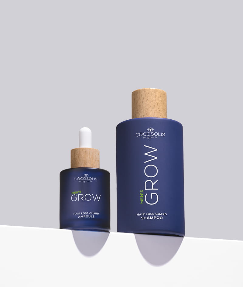 ANTI-HAIR LOSS DUO: A GROW Men hajhullás elleni terápiánk főbb lépései – sampon és intenzív szérum klinikailag bizonyított hatóanyagokkal. A GROW Men sampon semlegesíti a hajhullásért felelős DHT hormont, optimalizálja a fejbőr környezetét, aktiválja a növekedést. GROW Men szérum ampulla: csökkenti a hajhullást azáltal, hogy erőteljesen rögzíti a hajat és láthatóan felgyorsítja a növekedést.