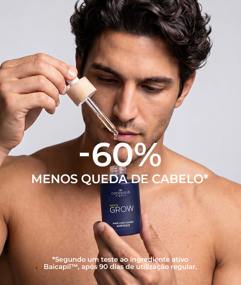 ANTI-HAIR LOSS DUO: Os passos essenciais da nossa terapia antiqueda para homem – champô e sérum intensivo com ingredientes ativos clinicamente comprovados. O Champô GROW Men neutraliza a hormona DHT, responsável pela queda de cabelo, otimiza o ambiente do couro cabeludo e estimula o crescimento. A Ampola Sérum GROW Men reduz a queda de cabelo através de uma poderosa ancoragem da fibra capilar e acelera visivelmente o crescimento.
