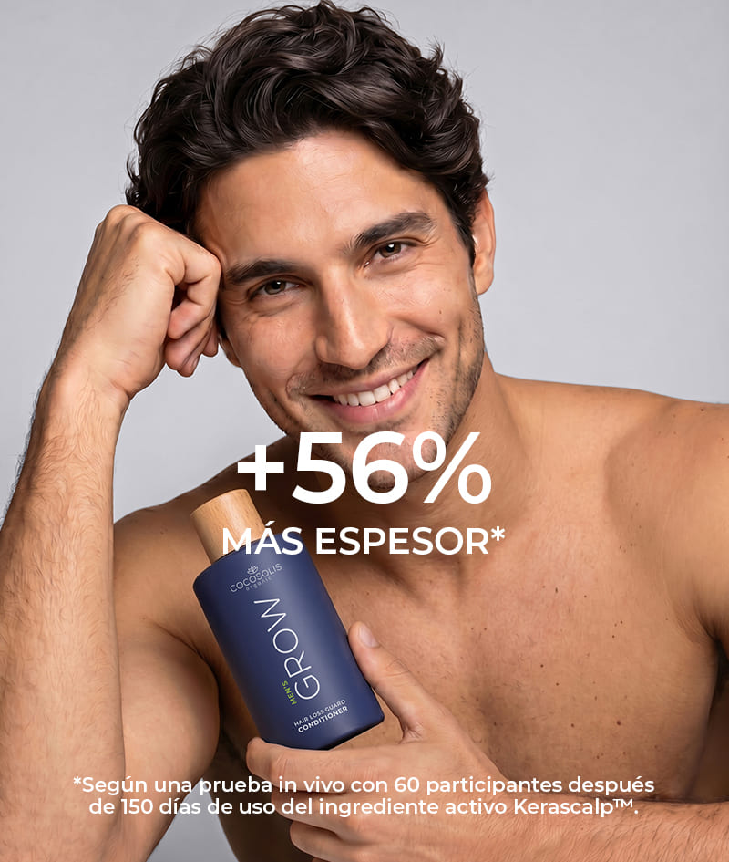 ANTI-HAIR LOSS THERAPY: Cuatro productos, un objetivo: acabar con la caída del cabello. El champú GROW Men neutraliza la hormona DHT, responsable de la caída del cabello, optimiza el entorno del cuero cabelludo y activa el crecimiento. El acondicionador GROW Men crea una capa protectora sobre el cabello y le aporta fuerza, densidad y volumen inmediatos. La ampolla de sérum GROW Men reduce la caída del cabello al fijarlo firmemente y acelera visiblemente el crecimiento. El masajeador capilar GROW Men se utiliza junto con el champú y la ampolla de sérum para una máxima absorción de los ingredientes activos.
