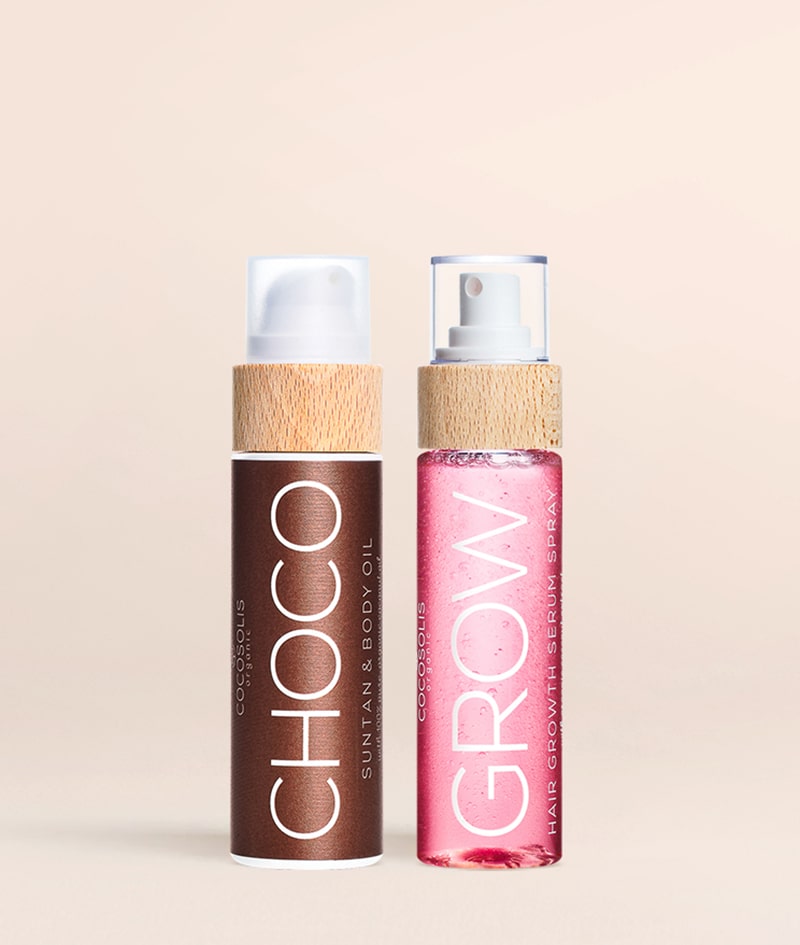 FAV DUO: Spojte dva nejoblíbenější produkty COCOSOLIS. Dodejte si přirozené čokoládové barvy pleti a zářivých, lesklých vlasů, o kterých jste toužili.