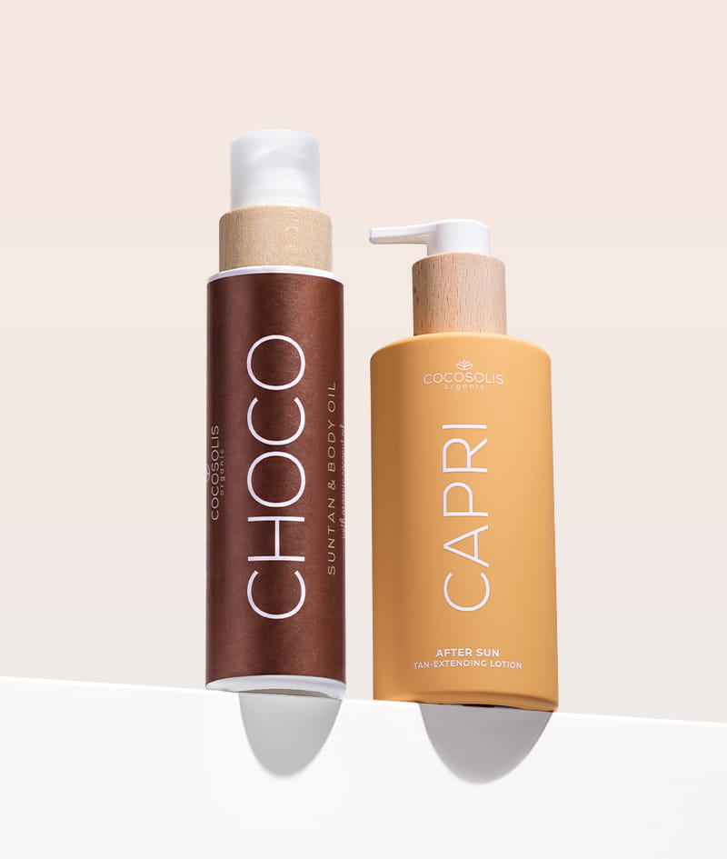 FOREVER TAN XL: CHOCO accélère le développement d'un bronzage naturel et il enveloppe la peau d'un arôme irrésistible. CAPRI apaise la peau après le soleil et prolonge le bronzage pendant 3 mois après la dernière journée à la plage.