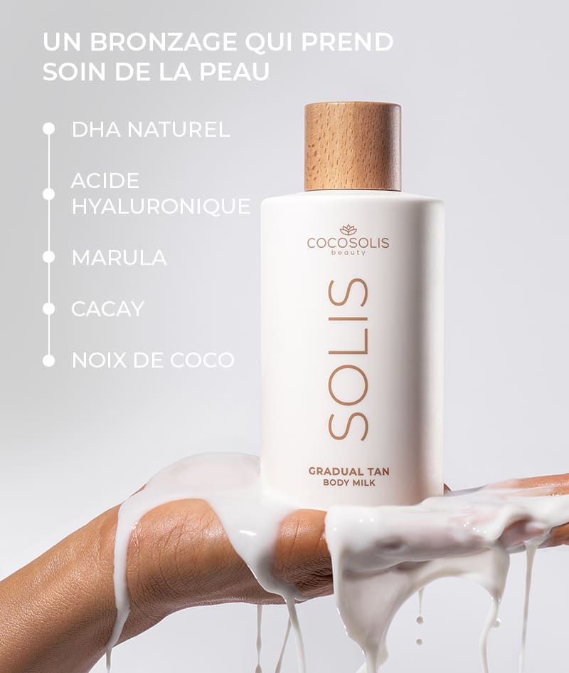FULL GLOW & DOLCE CAFFÈ + GIFT: Savoure ton bronzage d'apparence naturelle et d'un parfum doux et crémeux de la tête aux pieds. Le sérum pour le visage SOLIS donne un bronzage d'apparence naturelle et a un effet anti-âge. Le lait pour le corps SOLIS hydrate au quotidien et s'adapte à la couleur de la peau, qui s'intensifie à chaque application. Le gant pour autobronzant est un gant en velours qui permet d'obtenir un bronzage impeccablement uniforme, sans taches ni traces. DOLCE CAFFÈ est une brume pour le corps et les cheveux au parfum crémeux d'espresso, de vanille et de caramel. Cloud Pouch est un cadeau de notre part: un bijoux moelleux dans votre collection de trousses.
