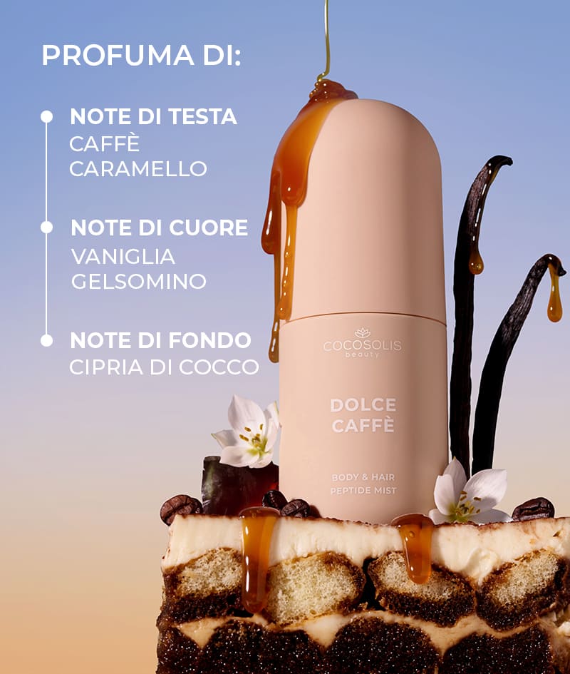 FULL GLOW & DOLCE CAFFÈ + GIFT: Goditi un'abbronzatura dall'aspetto naturale e un profumo dolce e cremoso dalla testa ai piedi. Il siero viso SOLIS dona un'abbronzatura naturale e offre un effetto anti-età. Il latte corpo SOLIS idrata quotidianamente e crea un'abbronzatura che si adatta al tono della pelle e si intensifica con ogni utilizzo. Self-tanning Mit assicura un'applicazione uniforme e delicata, senza striature o macchie. DOLCE CAFFÈ è un mist per corpo e capelli con il profumo cremoso di espresso, vaniglia e caramello. Cloud Pouch è un regalo da parte nostra: un tesoro soffice da aggiungere alla tua collezione di marsupi.