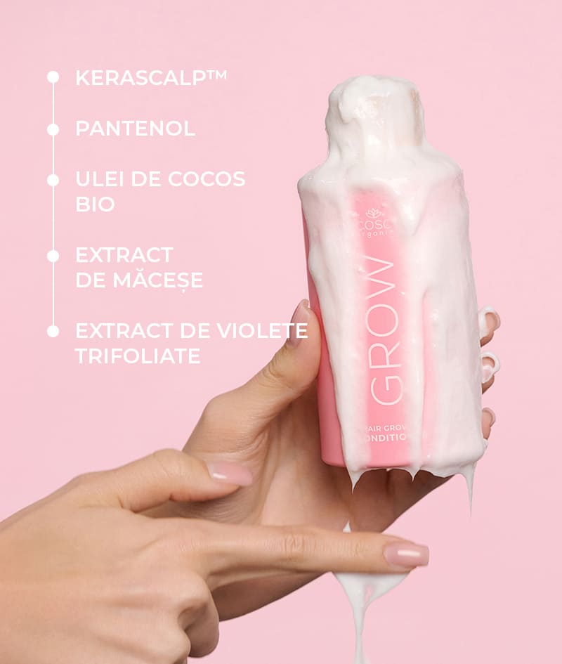FULL HAIR ROUTINE + GIFT: Șamponul și balsamul GROW creează mediul ideal pentru creșterea părului și au efect anti-aging. Serul GROW reduce căderea părului și stimulează apariția firelor noi. Balsamul leave-in multifuncțional ONE oferă 12 beneficii, protejează părul de căldură și raze UV, îl face ușor de coafat și strălucitor. Gelato Bag este cadoul nostru pentru tine: prinde-l până nu se topește!
