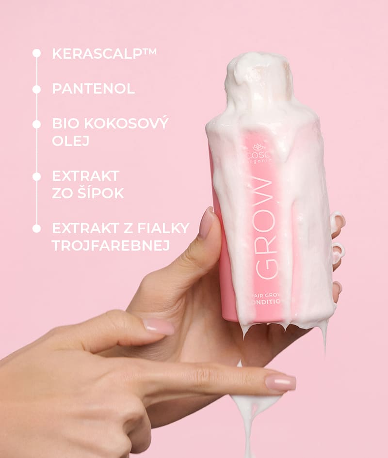 FULL HAIR ROUTINE + GIFT: Šampón a kondicionér GROW vytvárajú ideálne podmienky pre rast vlasov a majú anti-age účinok. Sérum GROW obmedzuje vypadávanie vlasov a podporuje rast nových. Multifunkčný bezoplachový kondicionér ONE prináša 12 benefitov, chráni vlasy pred teplom a UV žiarením, uľahčuje styling a dodáva im lesk. Gelato Bag je darček od nás: vezmi si ju, kým sa neroztopí!