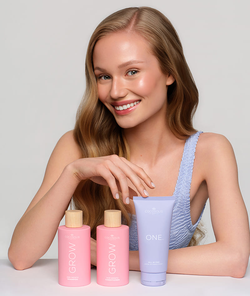 GOOD HAIR DAYS + GIFT: Șamponul și balsamul GROW creează condițiile ideale pentru creșterea părului și lasă părul curat, moale și strălucitor. Balsamul leave-in multifuncțional ONE oferă 12 beneficii, face coafarea super ușoară și protejează părul de căldură și raze UV. Gelato Bag este cadoul nostru pentru tine: prinde-l până nu se topește!