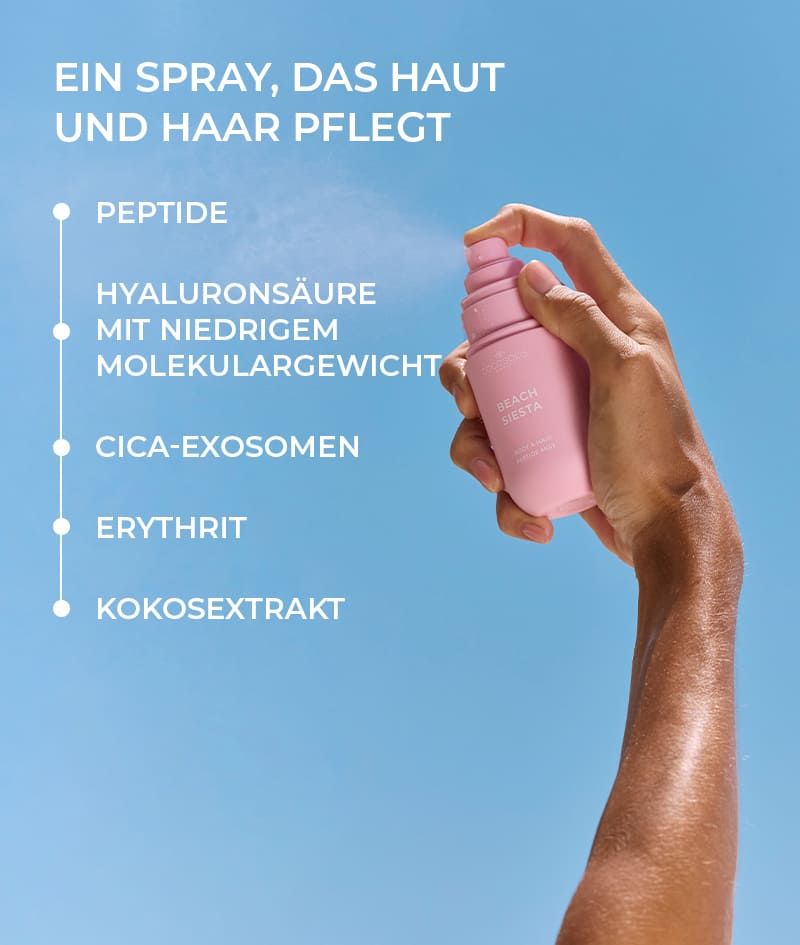 GROW BOOST & BEACH SIESTA + GIFT: Erreiche deine Haarziele und hülle dein Haar in einen saftigen tropischen Duft. Shampoo und Conditioner GROW mit KERASCALP™ und das Spray-Serum GROW mit Hair Stimulation Complex™ sorgen für stärkeres und dichteres Haar, das wächst. BEACH SIESTA ist ein Spray für Körper und Haare mit dem tropischen Duft nach Kokoswasser, Pfirsich und Tiaré. Die Cloud Pouch ist ein Geschenk von uns: ein flauschiges Juwel für Ihre Etui-Sammlung.