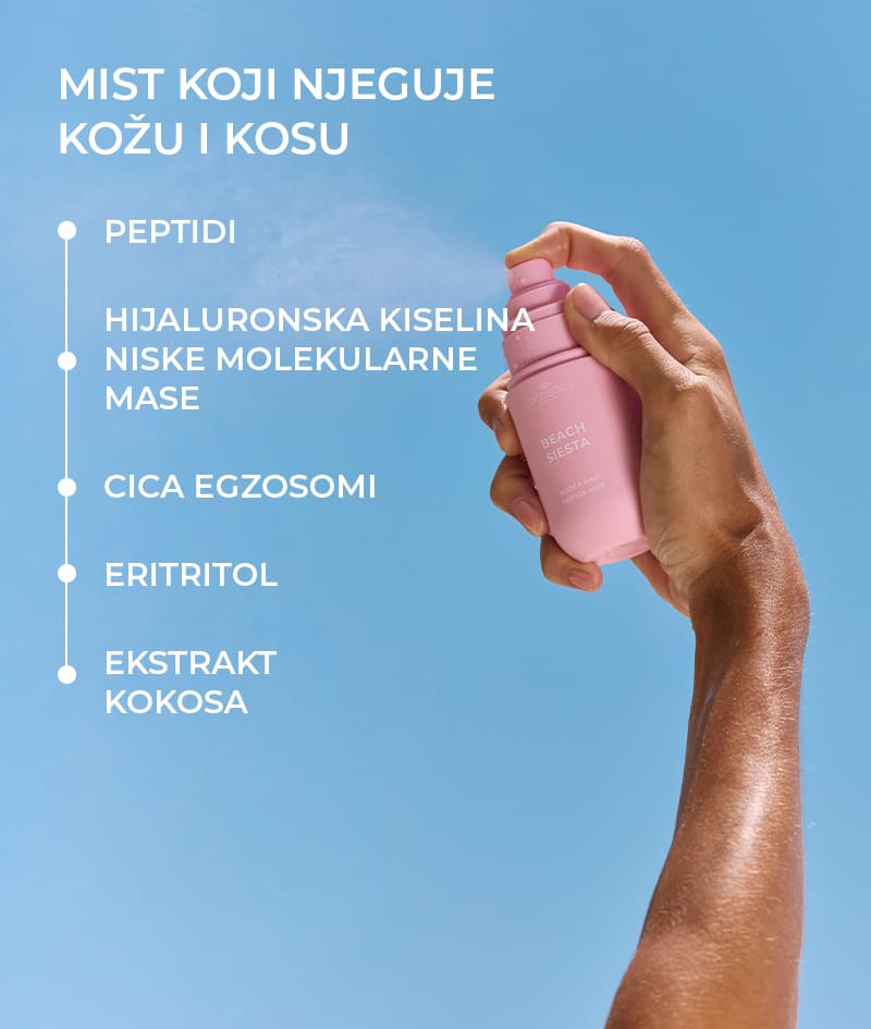 GROW BOOST & BEACH SIESTA + GIFT: Postigni svoje ciljeve za kosu i obavij je sočnim tropskim mirisom. Šampon i regenerator GROW s KERASCALP™ i serum sprej GROW s Hair Stimulation Complex™ pomažu postići jaču i gušću kosu koja raste. BEACH SIESTA je mist za tijelo i kosu s tropskim mirisom kokosove vode, breskve i tiare. Cloud Pouch je naš poklon: pahuljasti dragulj u vašoj kolekciji kozmetičkih torbica.