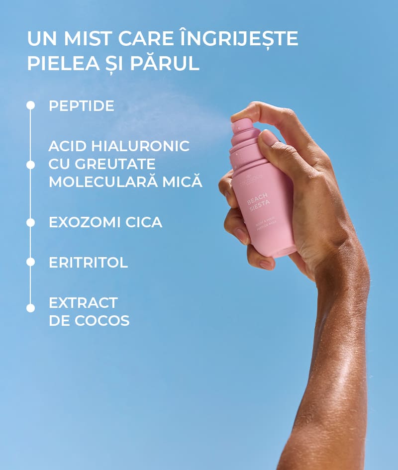 GROW BOOST & BEACH SIESTA + GIFT: Atinge-ți obiectivele pentru păr și învăluie-l într-o aromă tropicală zemoasă. Șamponul și balsamul GROW cu KERASCALP™ și serul spray GROW cu Hair Stimulation Complex™ obțin un păr mai puternic și mai des, care crește. BEACH SIESTA este un mist pentru corp și păr cu aromă tropicală de apă de cocos, piersică și tiare. Cloud Pouch este un cadou de la noi: o bijuterie pufoasă în colecția ta de truse de portfarduri.
