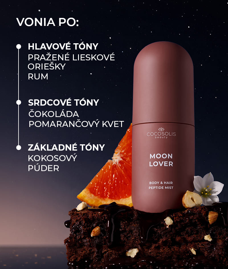 JUICY & INTOXICATING: Uži si popoludnie s BEACH SIESTA a ponor sa do noci s MOON LOVER. Hydratujú pokožku a vlasy peptidmi, kyselinou hyalurónovou a CICA exozómami a zahaľujú ich do komplexných vôní. BEACH SIESTA so šťavnatou vôňou kokosovej vody, broskyne a tiaré. MOON LOVER s opojnou vôňou pražených lieskových orieškov, rumu a čokolády.