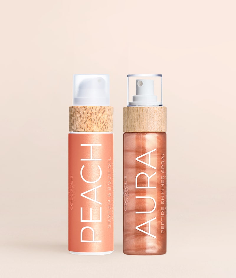 JUICY GLOW: PEACH ускорява натрупването на тен и придава неустоим аромат на праскова. AURA нежно озарява от глава до пети и хидратира с богатство от пептиди.