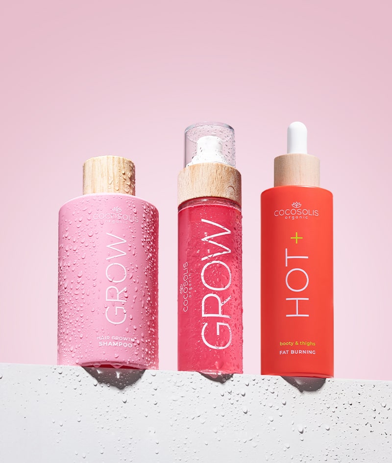 MONTHLY MOST WANTED: Transformă-ți părul și topește grăsimea de pe fese și coapse. Șamponul GROW cu KERASCALP™ și spray-ul cu ser GROW cu complex de stimulare a părului™ sunt dovedite clinic că asigură un păr mai puternic, mai gros și care crește. Serul concentrat HOT+ topește grăsimea și reduce circumferința feselor și a coapselor.