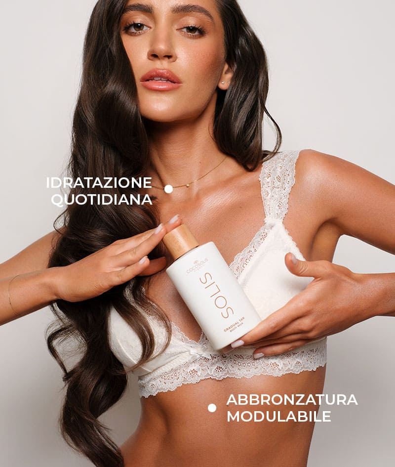 NEW MUST-HAVES + GIFT: Il Latte Autoabbronzante SOLIS idrata ogni giorno e regala un colorito che si adatta alla tua pelle, intensificandosi applicazione dopo applicazione. Il balsamo leave-in ONE offre 12 benefici per capelli setosi e luminosi, semplificando la tua routine. CAPRI lenisce la pelle dopo il sole e prolunga l’abbronzatura fino a 3 mesi dall’ultimo giorno in spiaggia. Gelato Bag è il nostro regalo per te: prendila prima che si sciolga!