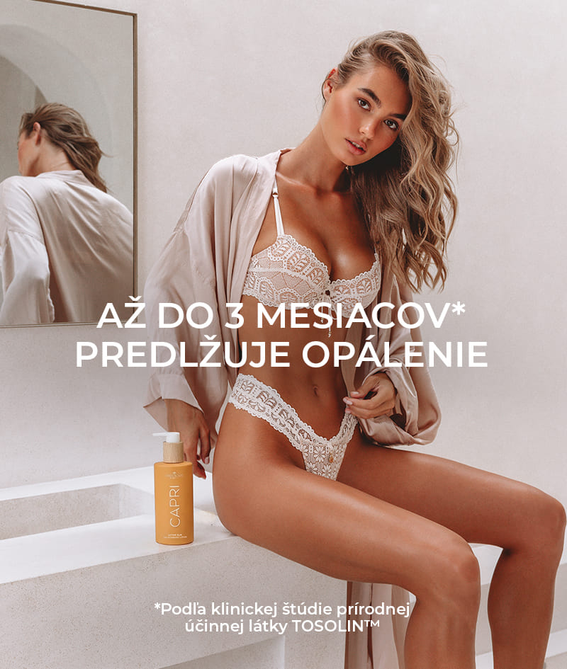 NEW MUST-HAVES + GIFT: Samoopaľovacie mlieko SOLIS poskytuje každodennú hydratáciu a prirodzené opálenie, ktoré sa s každou aplikáciou prispôsobuje tvojej pokožke. Bezoplachový kondicionér ONE ti prinesie 12 benefitov pre hodvábne lesklé vlasy a nahradí zložitú rutinu. CAPRI upokojuje pokožku po opaľovaní a predlžuje opálenie až na 3 mesiace po poslednom dni na pláži. Gelato Bag je darček od nás: vezmi si ju, kým sa neroztopí!