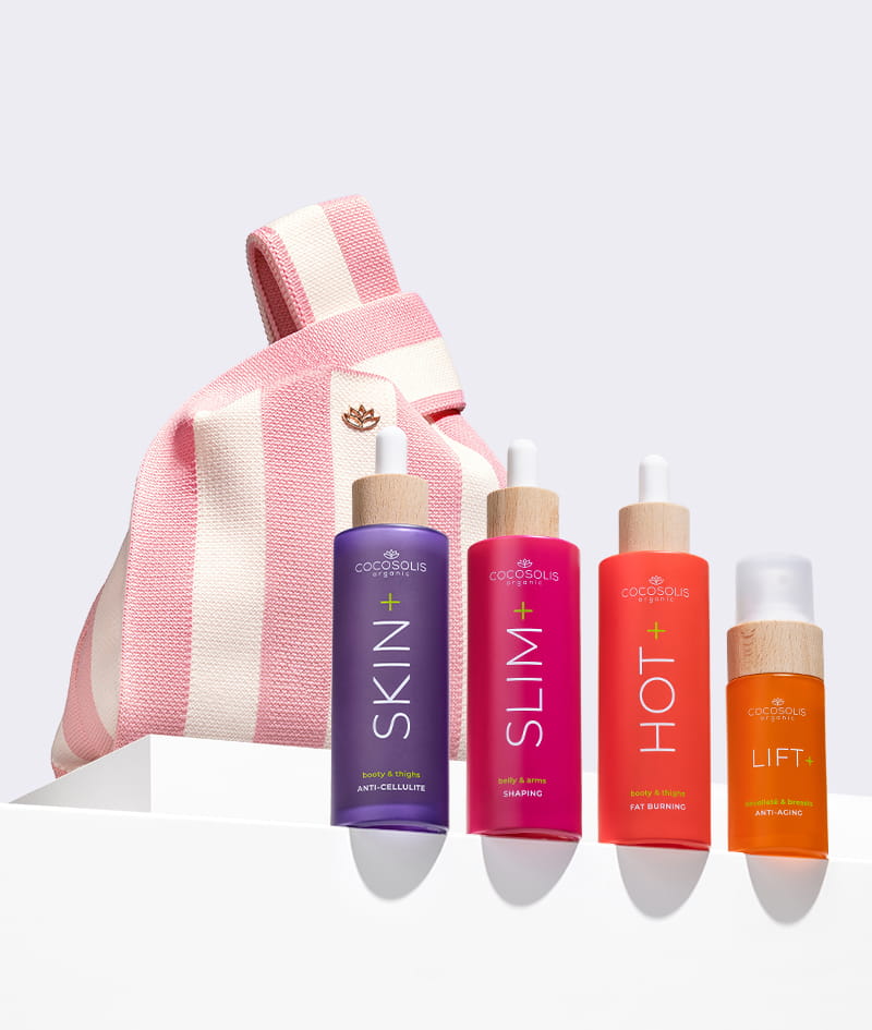 NEXT-GEN BODY SERUMS + GIFT: Transformem o vosso corpo com o poder dos ingredientes ativos naturais com efeitos clinicamente comprovados. O HOT+ ajuda a queimar gordura e a reduzir a circunferência dos glúteos e das coxas, enquanto o SKIN+ reduz visivelmente a celulite, alisa e modela. O SLIM+ reduz a circunferência, tonifica e modela a barriga e os braços. O LIFT+ reafirma o peito, tonifica e alisa o pescoço e o decote. A Gelato Bag é um presente nosso: recebe-a antes que derreta.