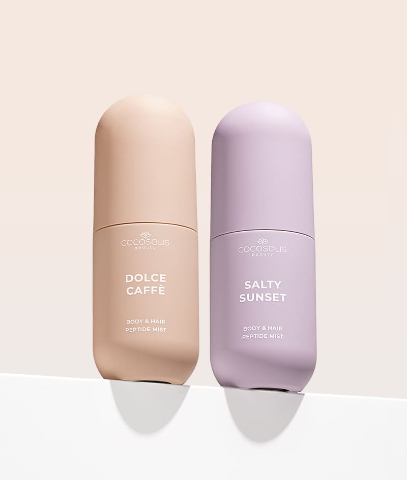 SWEET & SALTY: Ξεκίνα τη μέρα με το DOLCE CAFFÈ και κλείσε την με το SALTY SUNSET. Ενυδατώνουν το δέρμα και τα μαλλιά με πεπτίδια, υαλουρονικό οξύ και CICA εξωσώματα και τα τυλίγουν σε σύνθετα αρώματα. Το DOLCE CAFFÈ με το γλυκό άρωμα εσπρέσο, βανίλιας και καραμέλας. Το SALTY SUNSET με το γλυκόαλμυρο άρωμα φιστικιού, καραμέλας και αλατιού.