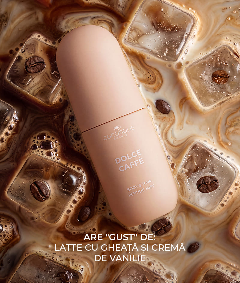 SWEET & SALTY: Începe ziua cu DOLCE CAFFÈ și încheie-o cu SALTY SUNSET. Hidratează pielea și părul cu peptide, acid hialuronic și exozomi CICA și le învăluie în arome complexe. DOLCE CAFFÈ cu aroma dulce de espresso, vanilie și caramel. SALTY SUNSET cu aroma dulce-sărată de fistic, caramel și sare.