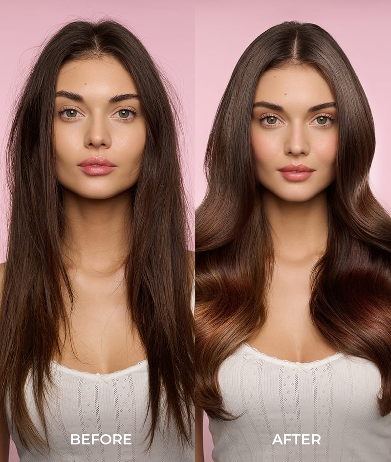 TOTAL HAIR GLOW UP + GIFT: Шампоан и балсам GROW с клинично доказаната съставка KERASCALP™ и серум спрей GROW с клинично доказаната съставка Hair Stimulation Complex™ постигат по-силна и гъста коса, която расте. AURA PINK хидратира и озарява с неустоим розов блясък от глава до пети. Gelato Bag е подарък от нас: вземи я, преди да се стопи.