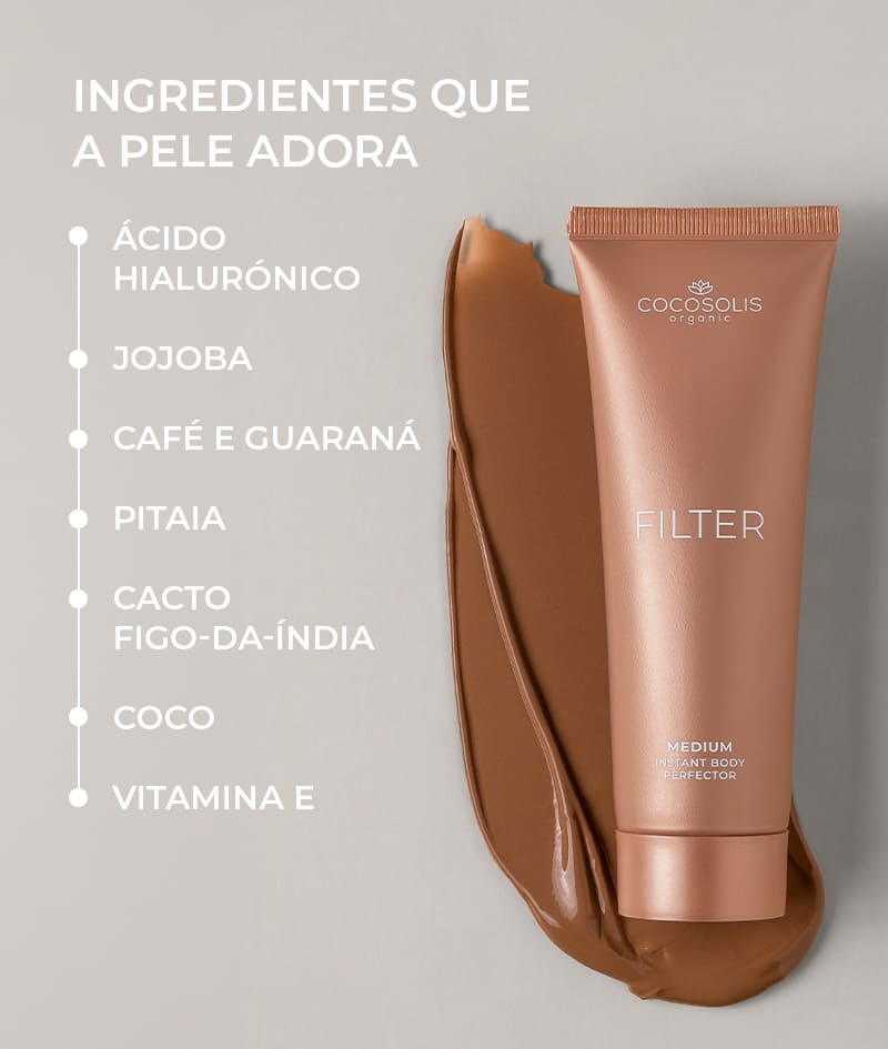 VACATION TRIO + GIFT: O trio que vais querer na tua mala este verão. O óleo bronzeador e corporal CHOCO acelera o desenvolvimento de um bronzeado natural e deixa um irresistível aroma a chocolate. O CAPRI acalma a pele após a exposição solar e prolonga o teu bronzeado até 3 meses após o teu último dia de praia. O creme corporal FILTER num tom médio uniformiza instantaneamente o tom da pele, suaviza pequenas imperfeições e confere um brilho subtil e um bronzeado natural. A Gelato Bag é o nosso presente para ti: agarra-a antes que derreta.