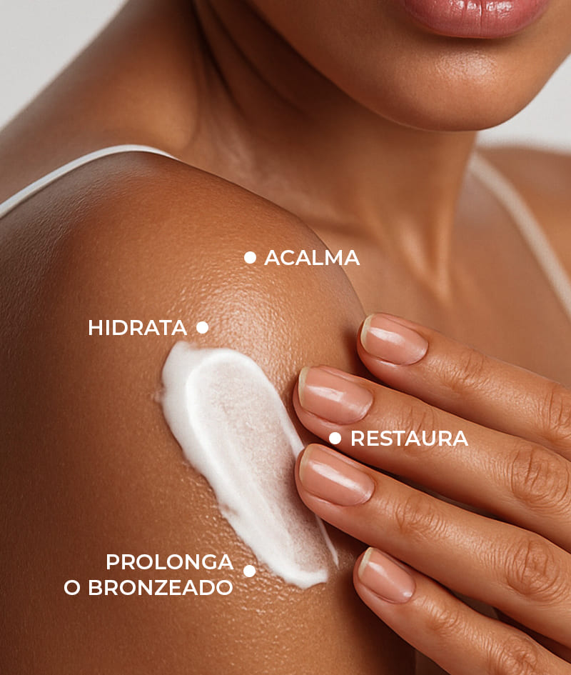 VACATION TRIO + GIFT: O trio que vais querer na tua mala este verão. O óleo bronzeador e corporal CHOCO acelera o desenvolvimento de um bronzeado natural e deixa um irresistível aroma a chocolate. O CAPRI acalma a pele após a exposição solar e prolonga o teu bronzeado até 3 meses após o teu último dia de praia. O creme corporal FILTER num tom médio uniformiza instantaneamente o tom da pele, suaviza pequenas imperfeições e confere um brilho subtil e um bronzeado natural. A Gelato Bag é o nosso presente para ti: agarra-a antes que derreta.